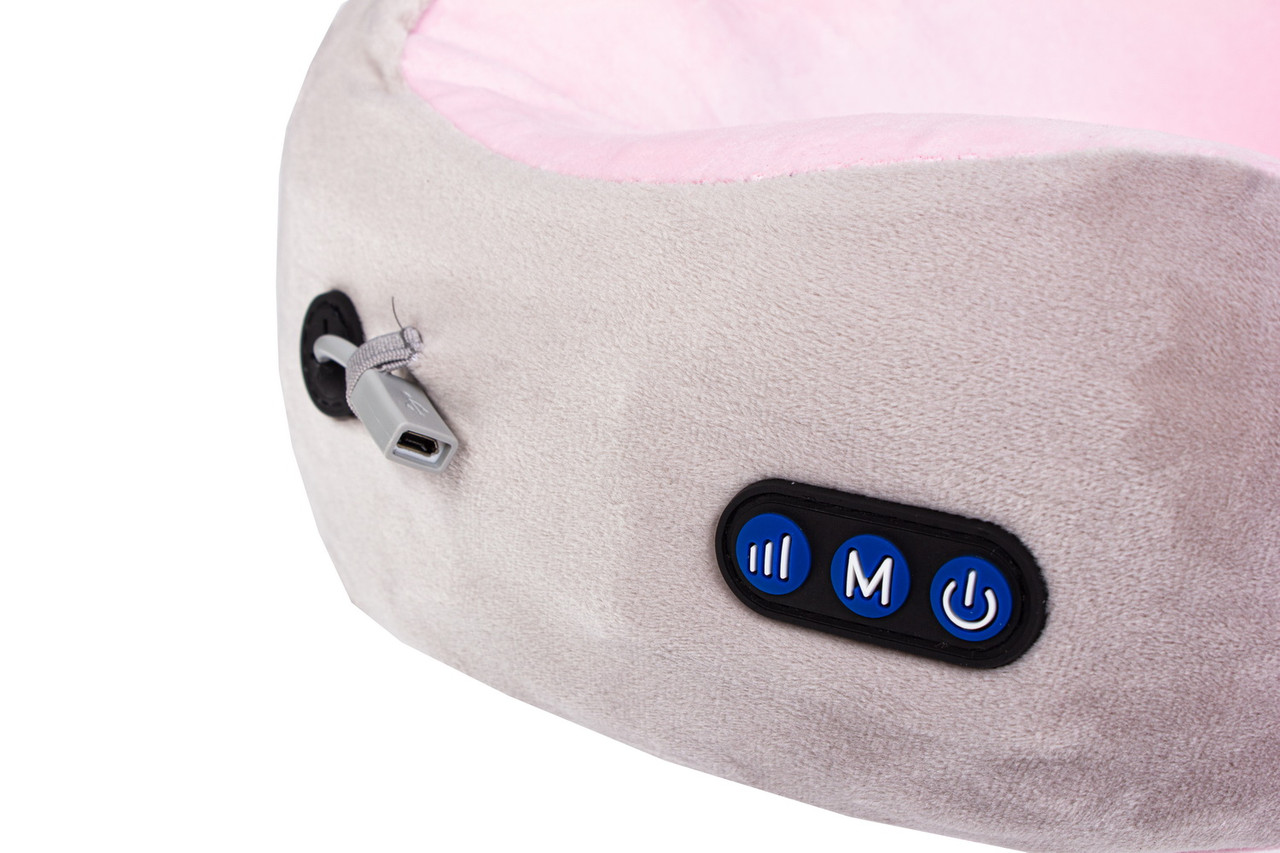 Дорожная подушка-подголовник для шеи с завязками Bradex KZ 0559 серо-розовая - фото 5 - id-p149507412