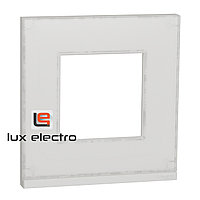 Рамка 1-постовая, горизонтальная, белое стекло/белый Unica Pure Schneider Electric