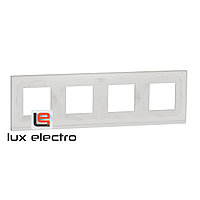 Рамка 4-постовая, горизонтальная, белое стекло/белый Unica Pure Schneider Electric