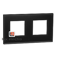 Рамка 2-постовая, горизонтальная, черное стекло/антрацит Unica Pure Schneider Electric