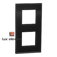 Рамка 2-постовая, вертикальная, черное стекло/антрацит Unica Pure Schneider Electric