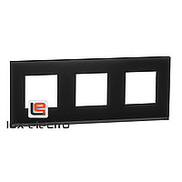 Рамка 3-постовая, горизонтальная, черное стекло/антрацит Unica Pure Schneider Electric