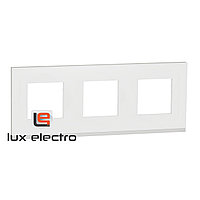Рамка 3-постовая, горизонтальная, матовое стекло/белый Unica Pure Schneider Electric