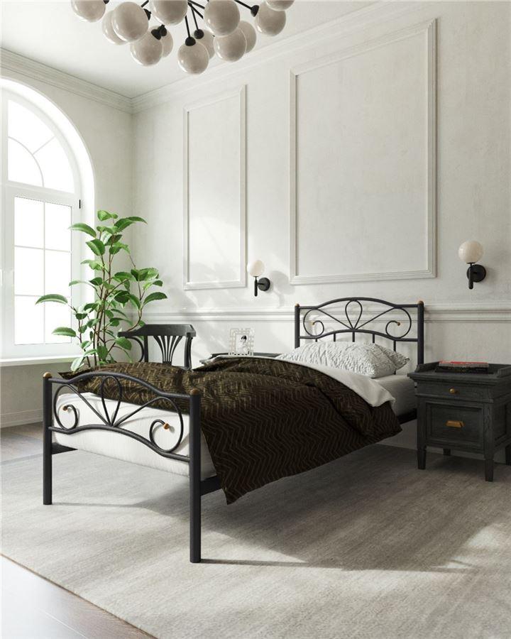 Кровать с изножьем Глэдис (90х200/ноги металл/цвет Чёрный)