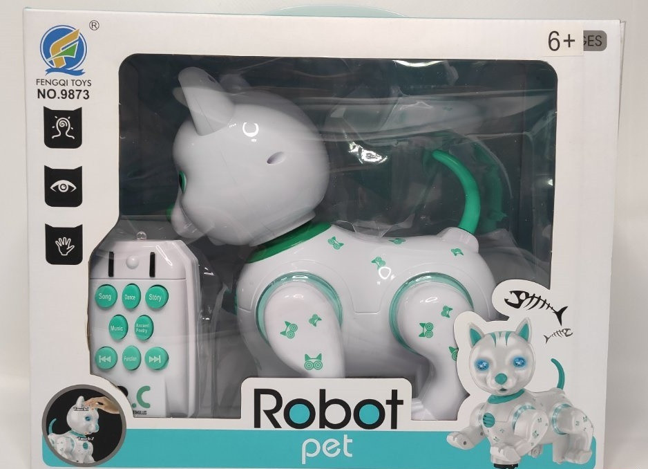 Игрушка радиоуправляемая кошка-робот - 9873, свет, звук, в коробке
