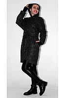 Женское осеннее драповое черное пальто Arisha 8085 черно-серый 44р.