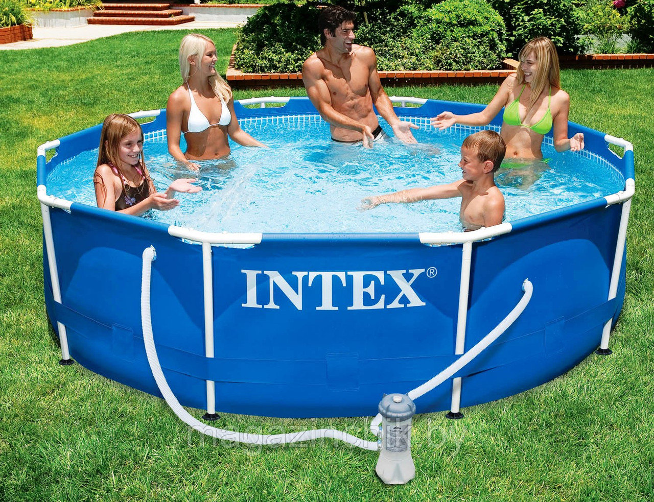 Каркасный бассейн Intex 28202 (56999) Intex Metal Frame 305 х 76 см с фильтрующим насосом - фото 2 - id-p2740662