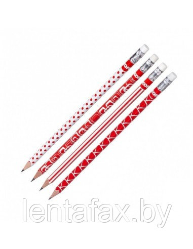 Карандаш простой"Grafitos Red and White" HB с ластиком, Kores