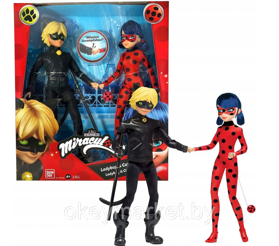 Оригинальный Набор из 2-х кукол Miraculous Леди Баг и Супер-кот 50365