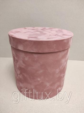 Коробка круглая, 25*25 см (бархат премиум) медно-розовый, фото 2