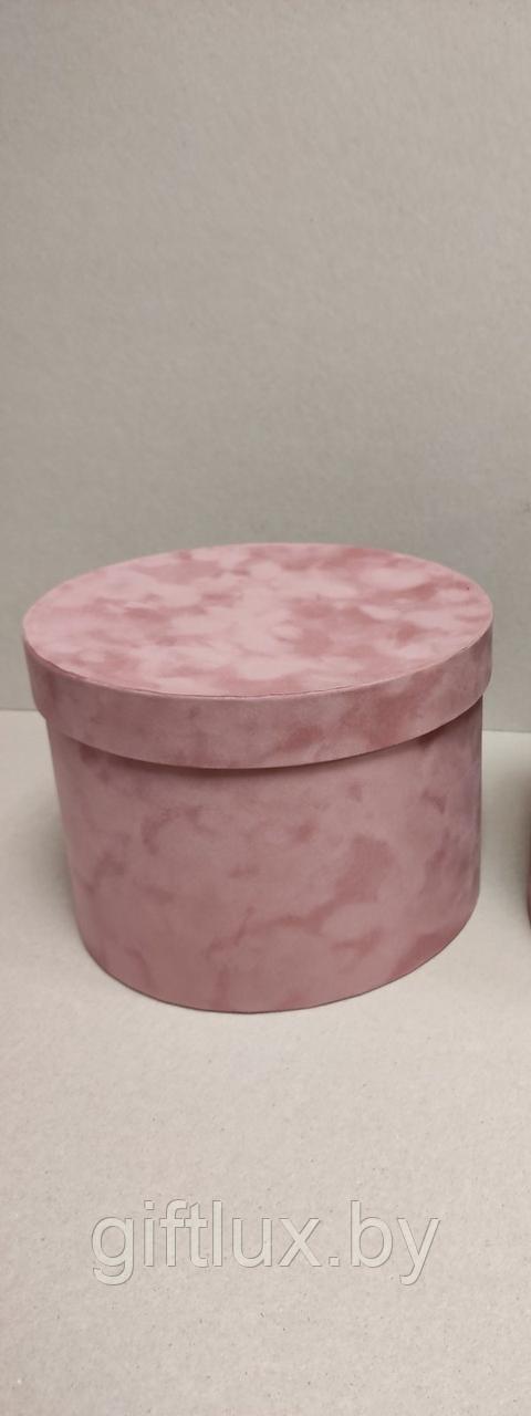 Коробка круглая, 20*10 см (бархат премиум) медно-розовый
