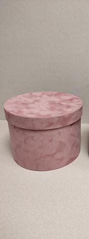 Коробка круглая, 20*10 см (бархат премиум) медно-розовый, фото 2