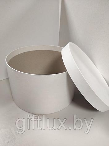 Коробка круглая, 20*10 см (бархат премиум) белый, фото 2