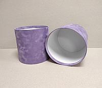 Коробка круглая, 15*15 см (бархат премиум) без крышки фиолетовый