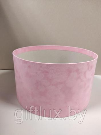 Коробка круглая, 25*15 см (бархат премиум) без крышки розовый, фото 2