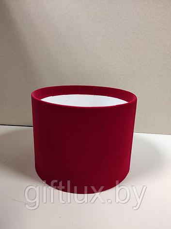 Коробка круглая, 20*20 см (бархат премиум) без крышки красный, фото 2