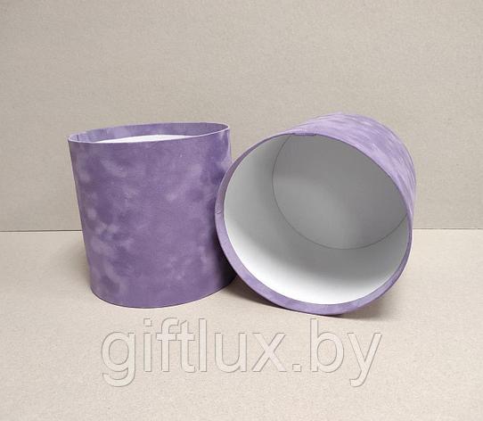 Коробка круглая, 20*20 см (бархат премиум) без крышки фиолетовый, фото 2
