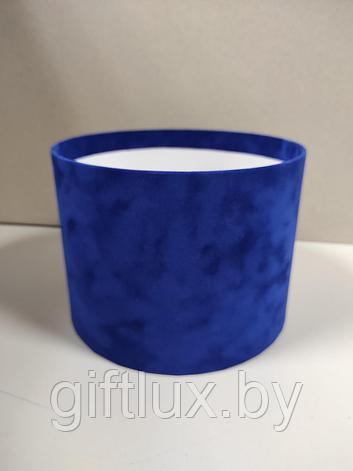 Коробка круглая, 20*20 см (бархат премиум) без крышки синий, фото 2