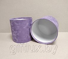 Коробка круглая, 25*25 см (бархат премиум) без крышки фиолетовый