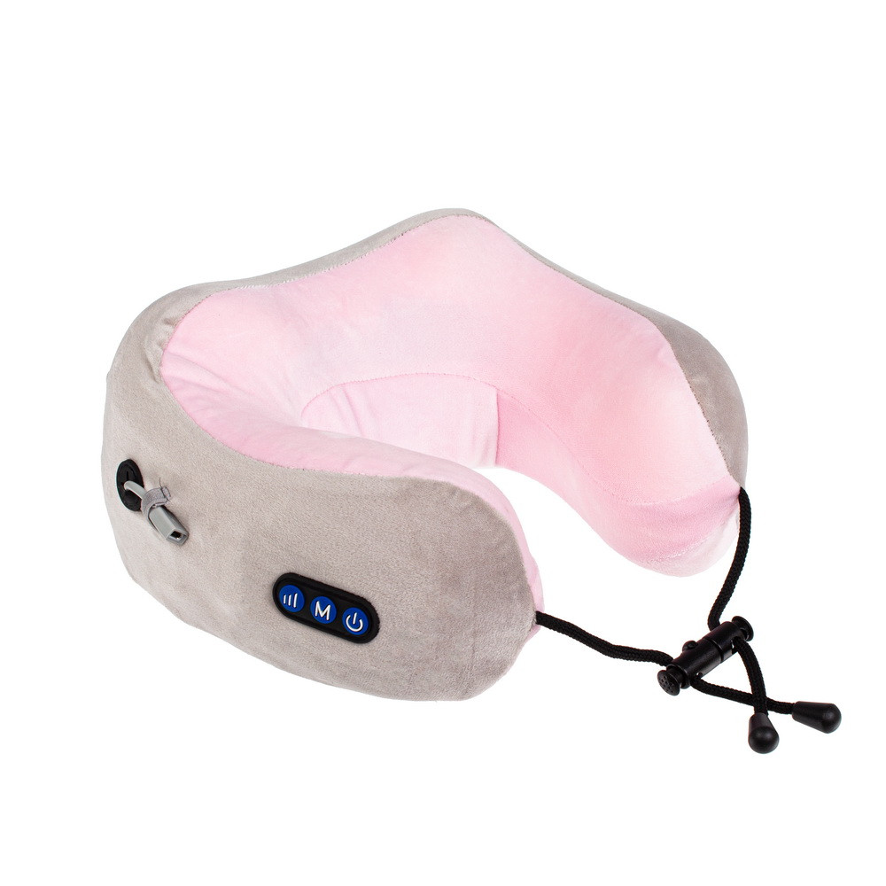 Дорожная подушка-подголовник для шеи с завязками Bradex KZ 0559 серо-розовая - фото 1 - id-p149608432