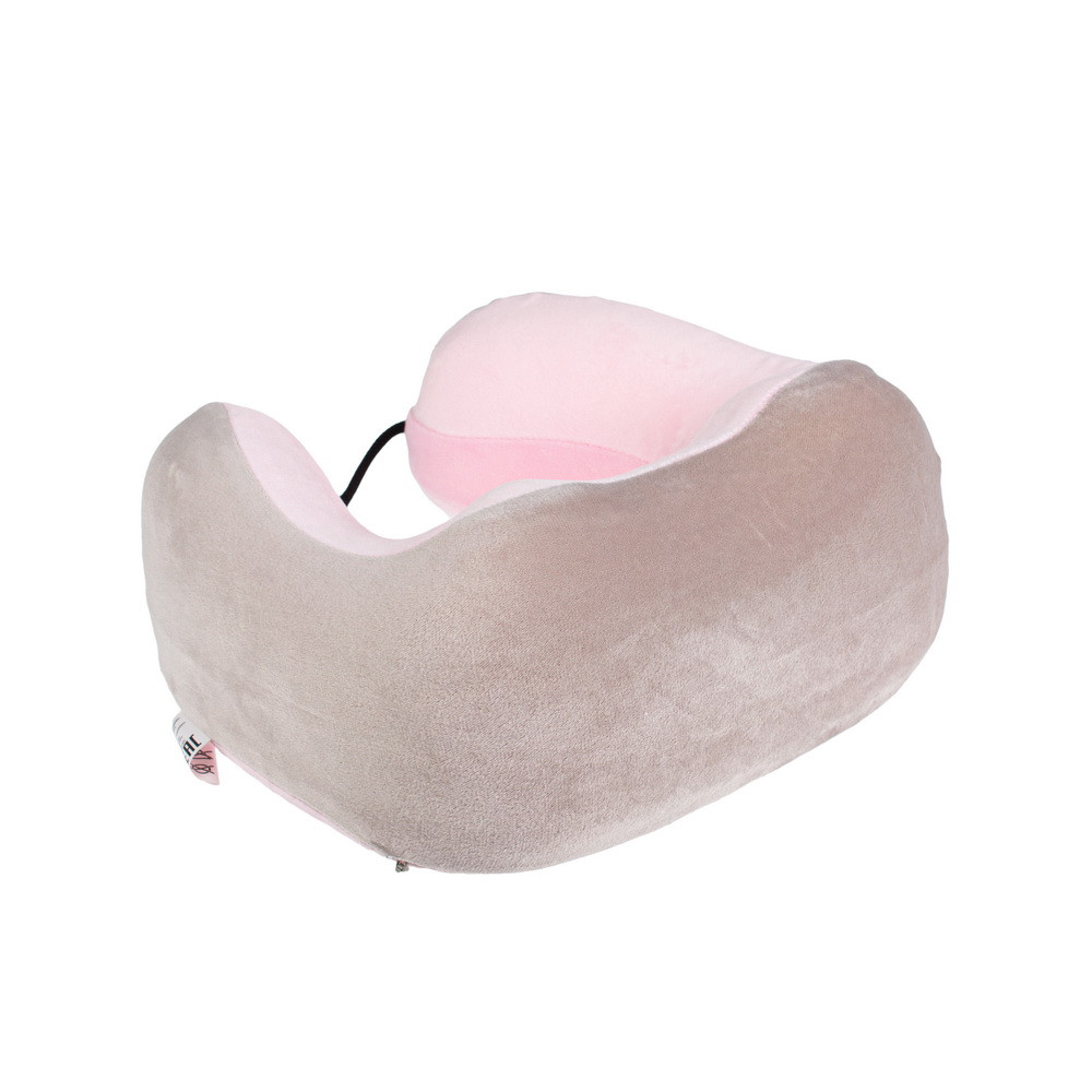 Дорожная подушка-подголовник для шеи с завязками Bradex KZ 0559 серо-розовая - фото 3 - id-p149608432