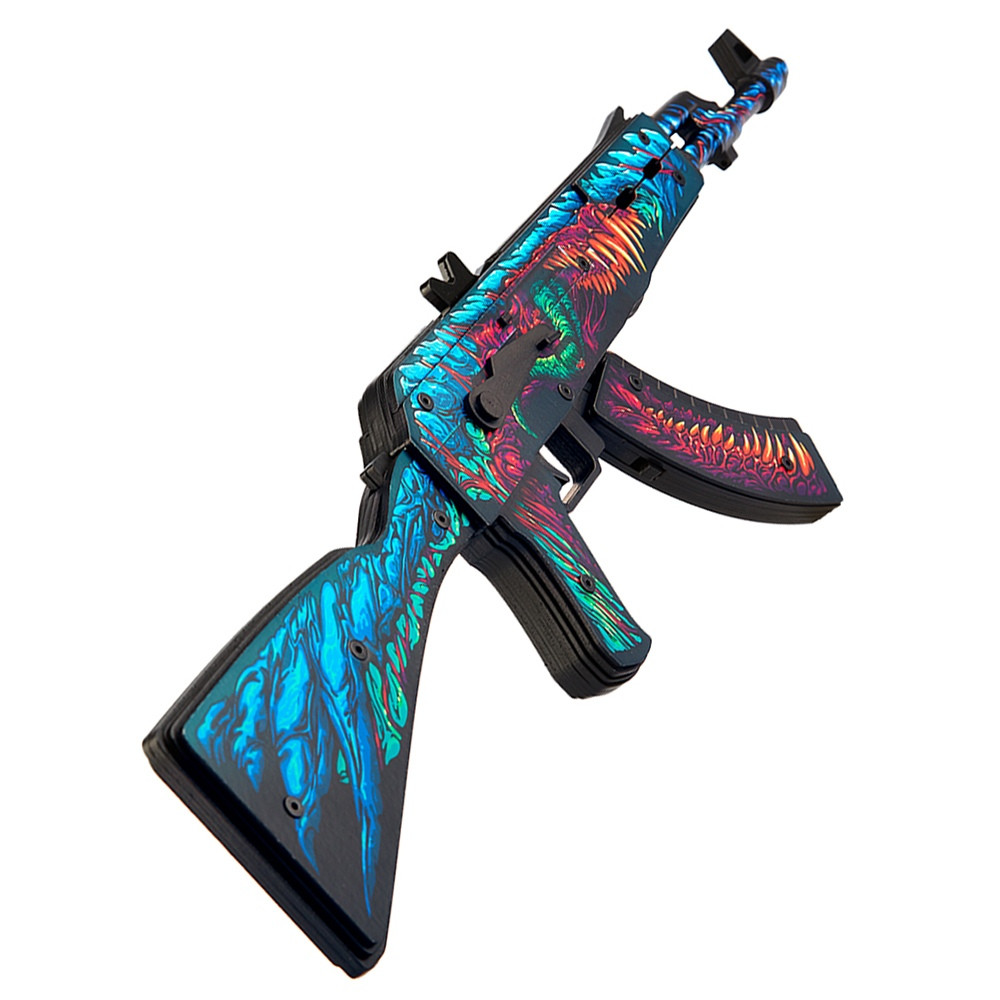 Деревянный автомат VozWooden Active АК-47 Скоростной Зверь КС ГО / AK-47 Hyper Beast CS GO (резинкострел) - фото 3 - id-p149628151