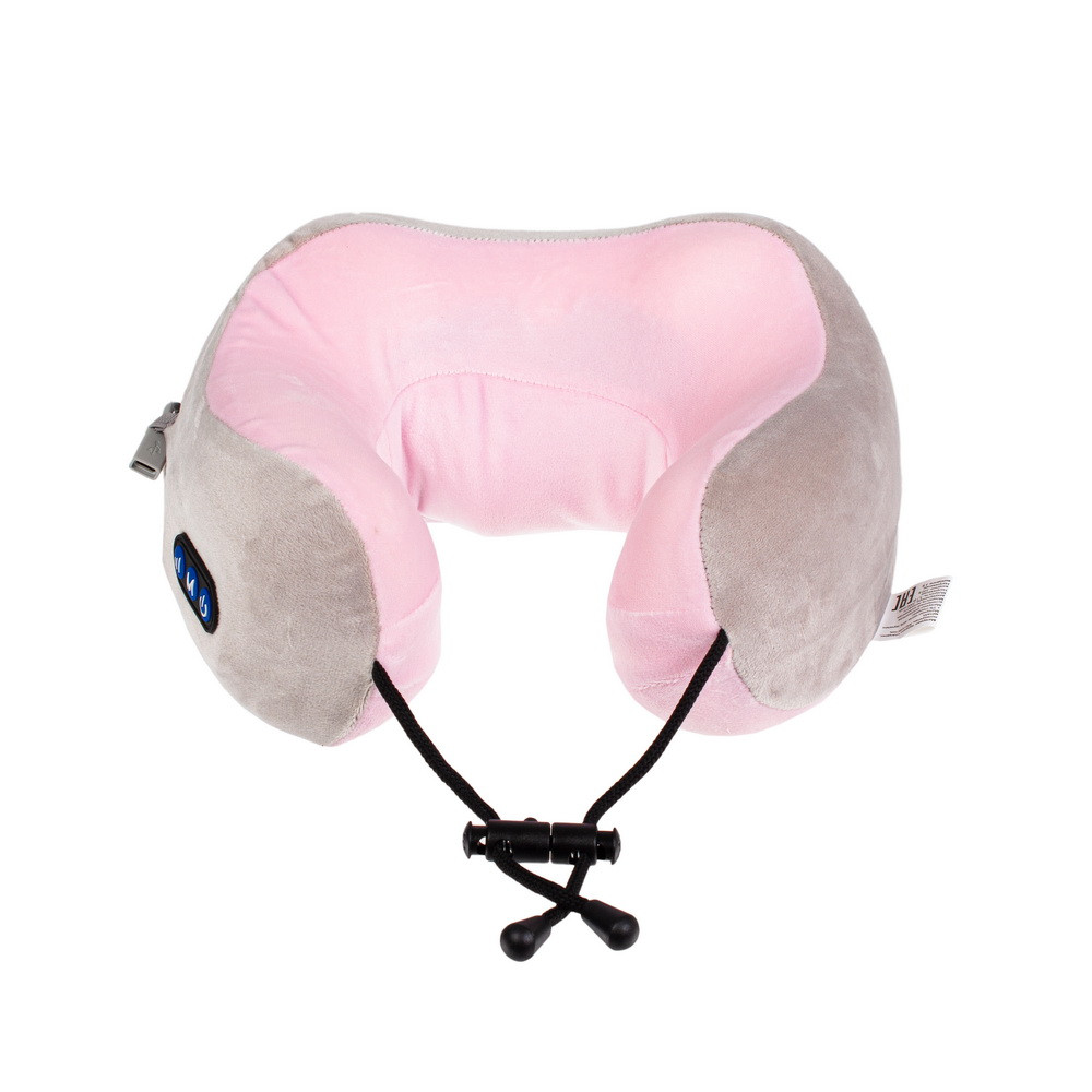 Дорожная подушка-подголовник для шеи с завязками Bradex KZ 0559 серо-розовая - фото 4 - id-p149661333
