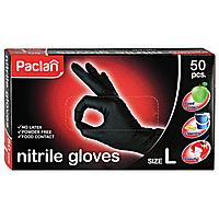 Перчатки нитриловые черные 25 пар (50шт) размер L Paclan