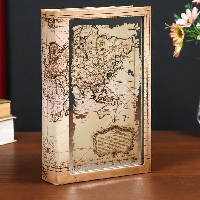 Сейф-книга «Старинная карта» с зеркальной поверхностью 24 см. - фото 1 - id-p149784604