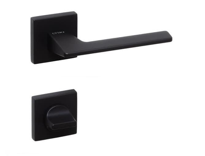 Ручки дверные Croma VIA-S комплект WC цвет AL6 (черный матовый) - фото 1 - id-p144581370