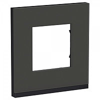 Рамка 1-постовая, горизонтальная, черное стекло/антрацит Unica Pure Schneider Electric