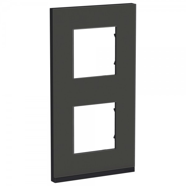 Рамка 2-постовая, вертикальная, черное стекло/антрацит Unica Pure Schneider Electric - фото 1 - id-p149876463