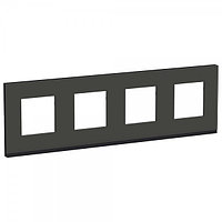 Рамка 4-постовая, горизонтальная, черное стекло/антрацит Unica Pure Schneider Electric