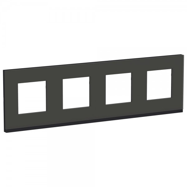 Рамка 4-постовая, горизонтальная, черное стекло/антрацит Unica Pure Schneider Electric - фото 1 - id-p149876603