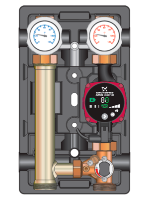 Насосная группа смесительная Meibes MK DN25 (1") Grundfos UPM3 Hybrid 25-70 левая