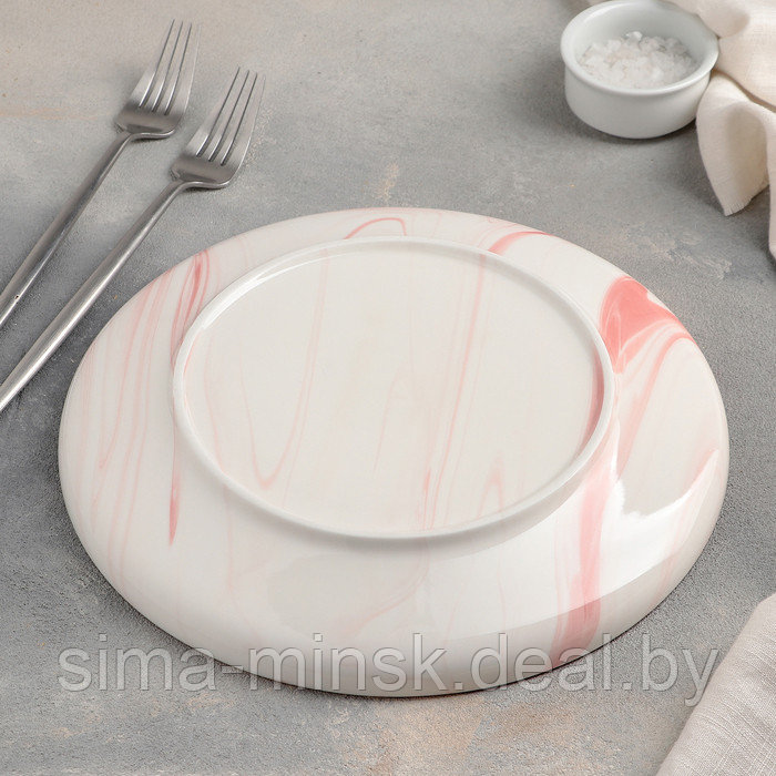 Тарелка керамическая обеденная «Мрамор», d=25 см, цвет розовый - фото 3 - id-p149928709