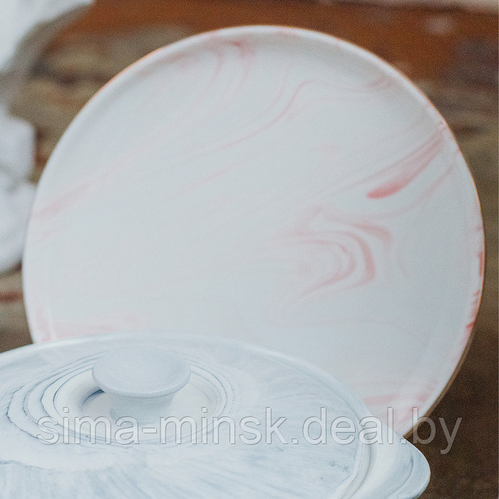 Тарелка керамическая обеденная «Мрамор», d=25 см, цвет розовый - фото 4 - id-p149928709