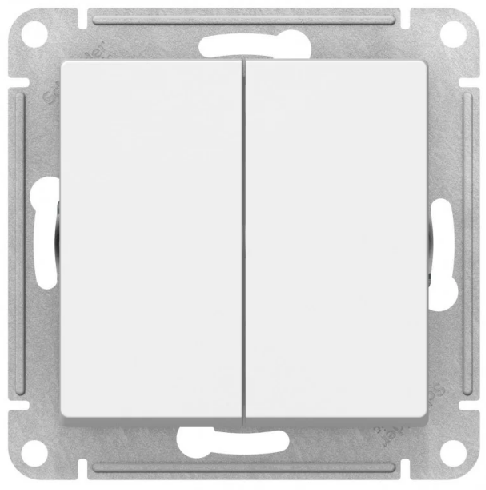 Выключатель двухклавишный, цвет Белый (Schneider Electric ATLAS DESIGN)