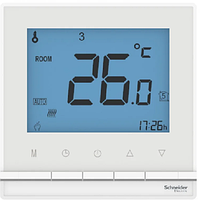 Термостат теплого пола с датчиком,от+5 до +35°C, 16A, цвет Белый (Schneider Electric ATLAS DESIGN)