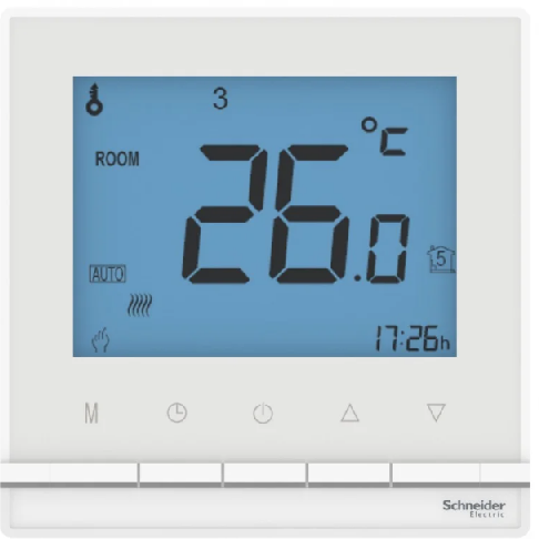 Термостат теплого пола с датчиком,от+5 до +35°C, 16A, цвет Белый (Schneider Electric ATLAS DESIGN) - фото 1 - id-p147593306