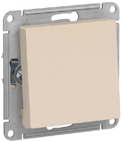 Выключатель проходной (переключатель) одноклавишный, цвет Бежевый (Schneider Electric ATLAS DESIGN) - фото 1 - id-p147593322