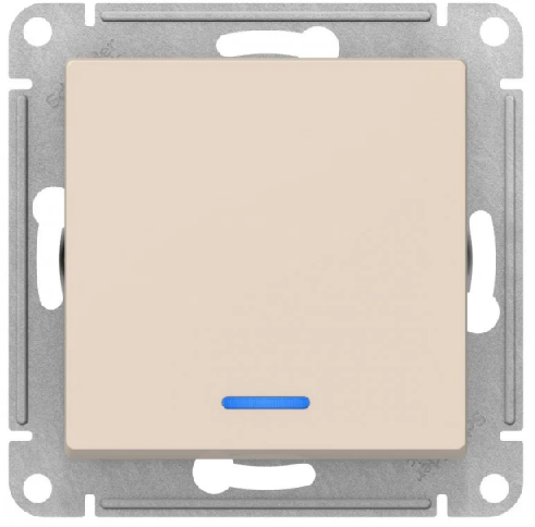 Выключатель проходной (переключатель) одноклавишный с подсв., цвет Бежевый (Schneider Electric ATLAS DESIGN) - фото 1 - id-p147593323