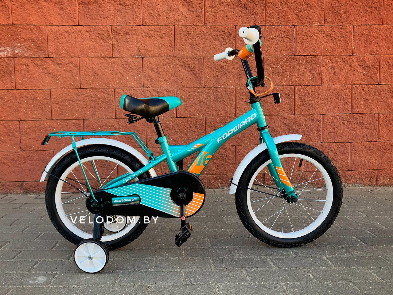 Велосипед детский Forward Crocky 16 бирюзовый/оранжевый - фото 3 - id-p147716192