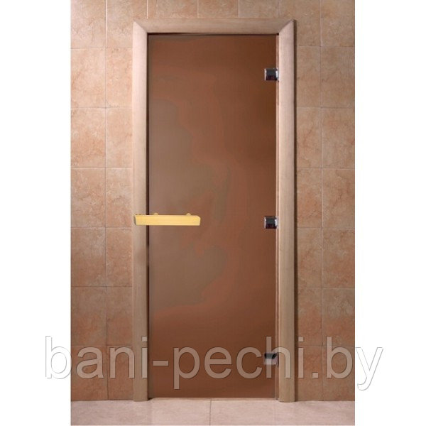 Дверь для сауны стеклянная DoorWood "Бронза матовая" 6 мм матовая бронза, 7 х 19