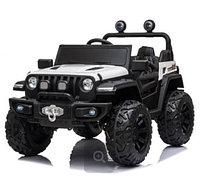 Детский электромобиль RiverToys C555CC 4WD (белый) Лицензия полноприводный двухместный Jeep