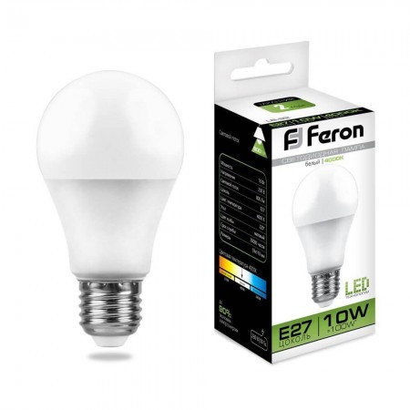 Лампа светодиодная Feron A60 LB-92 Шар E27 10W 4000K энергосберегающая 25458 - фото 1 - id-p150095635