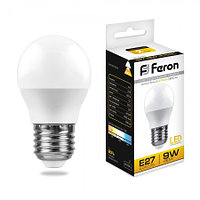 Лампа светодиодная Feron G45 LB-550 Шарик E27 9W 2700K энергосберегающая 25804