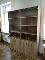 Набор шкафов со стеклом для офиса Ш14-2 Дуб сонома. Полки 22 мм. Высота шкафа 2155 мм