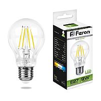 Лампа светодиодная филаментная Feron A60 LB-63 Шар E27 9W 4000K 25632