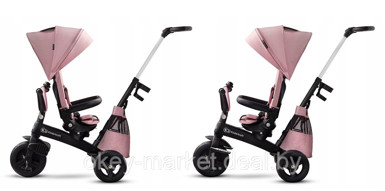 Детский трехколесный велосипед-коляска Kinderkraft Easytwist розовый - фото 3 - id-p150128105